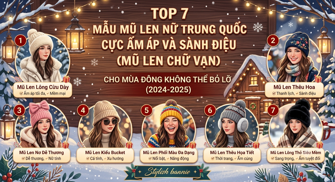 Top 7 Mẫu Mũ Len Nữ Trung Quốc Cực Ấm Áp Và Sành Điệu Cho Mùa Đông Không Thể Bỏ Lỡ