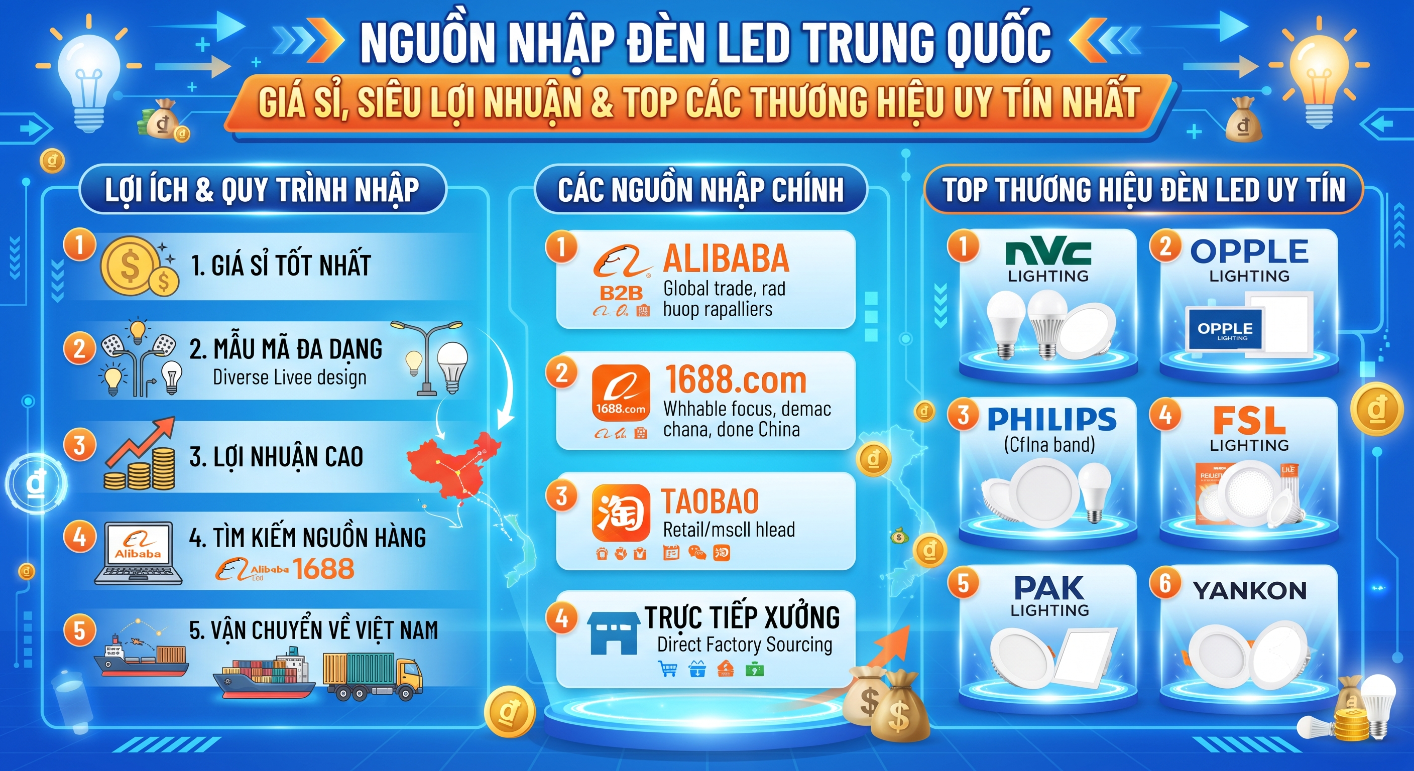 Nguồn nhập đèn LED Trung Quốc giá sỉ, siêu lợi nhuận & Top các thương hiệu uy tín nhất