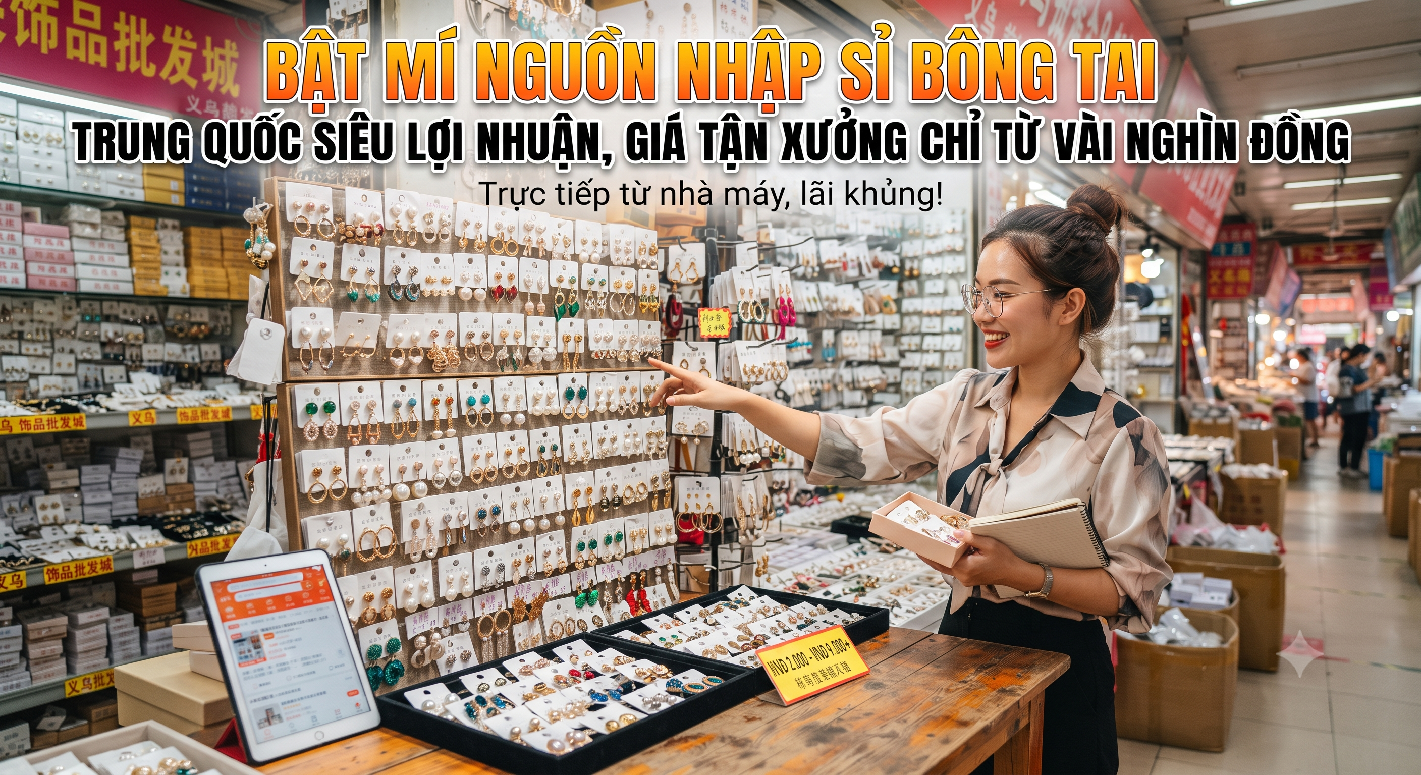 Bật mí nguồn nhập sỉ bông tai Trung Quốc siêu lợi nhuận, giá tận xưởng chỉ từ vài nghìn đồng