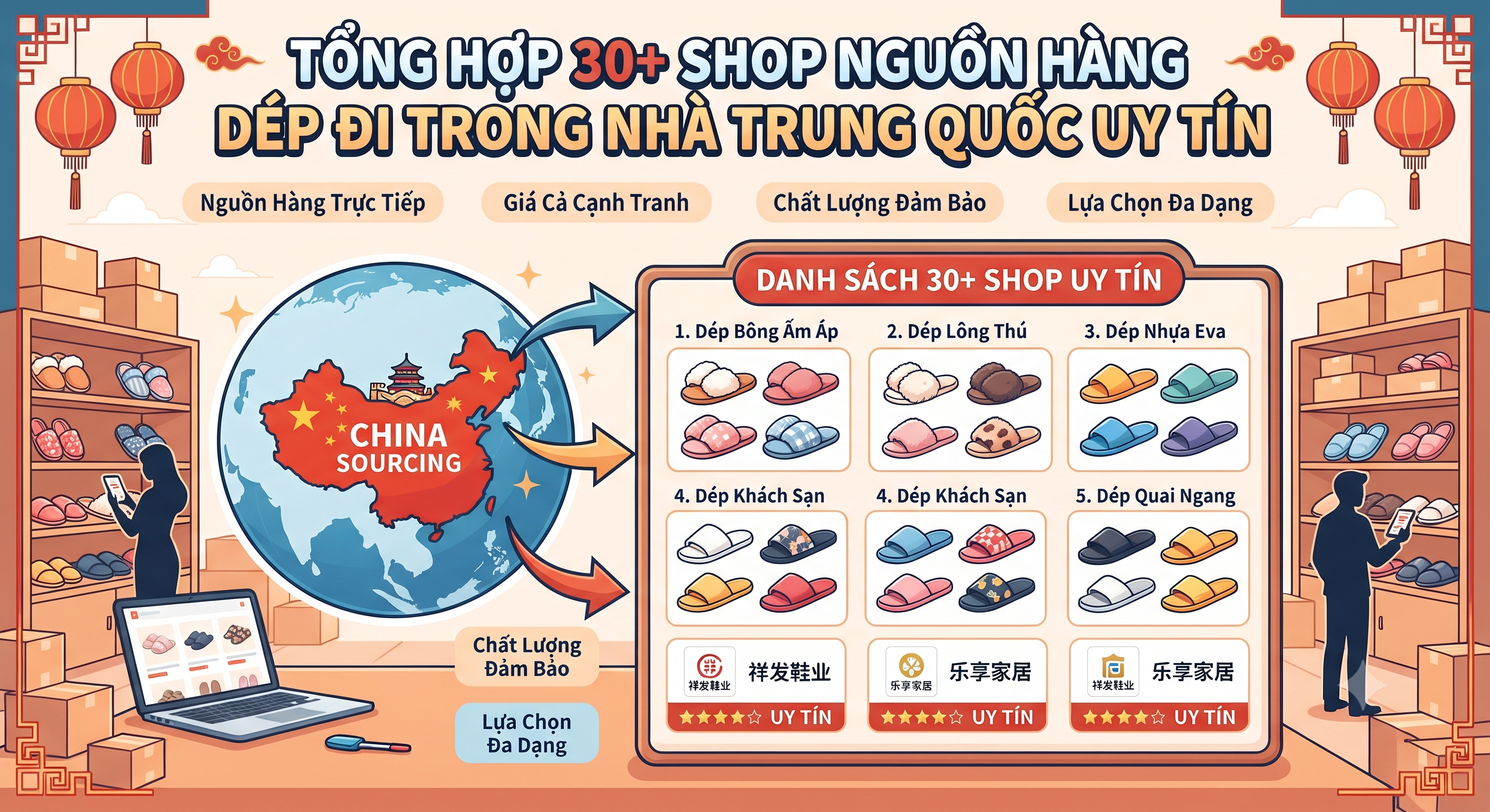Tổng hợp 30+ shop nguồn hàng dép đi trong nhà Trung Quốc uy tín