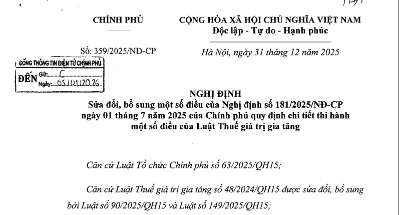 Nghị định số 359/2025/NĐ-CP của Chính phủ