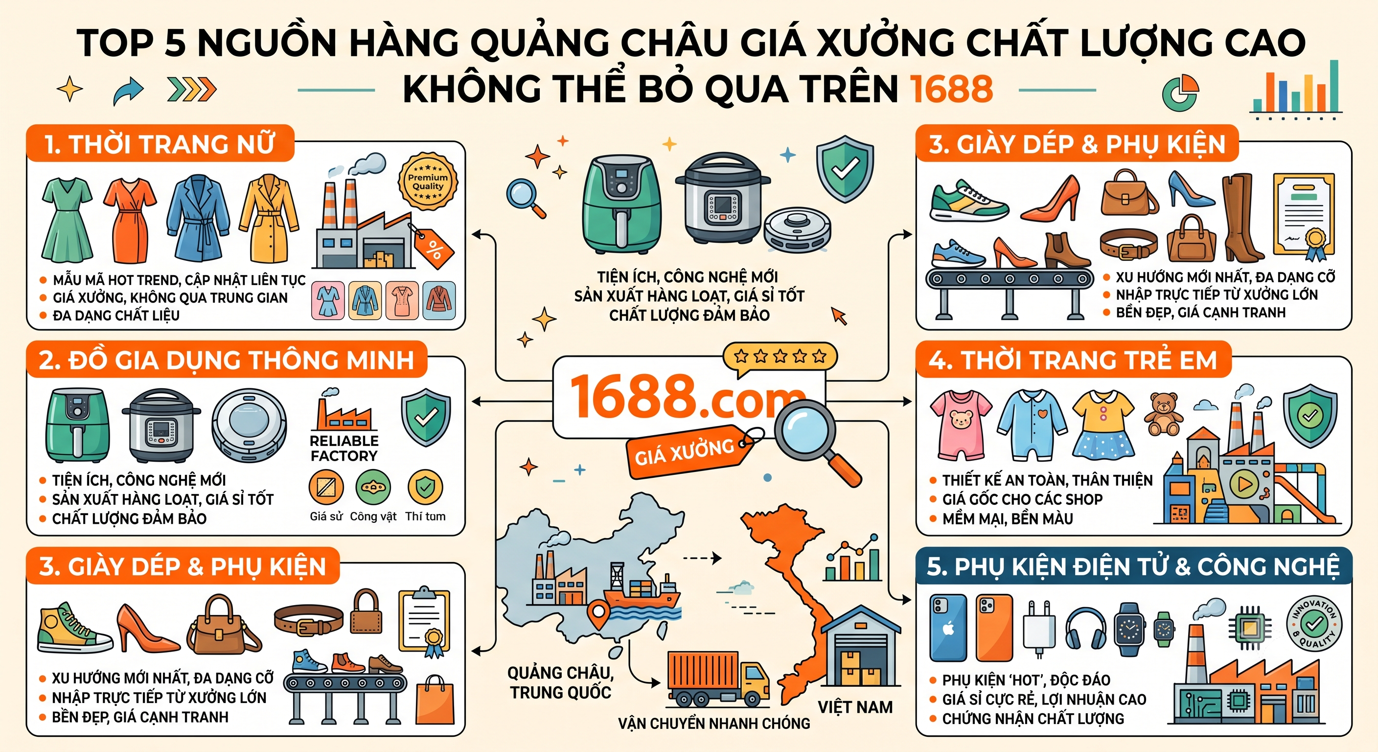 Top 5 nguồn hàng Quảng Châu giá xưởng chất lượng cao không thể bỏ qua trên 1688