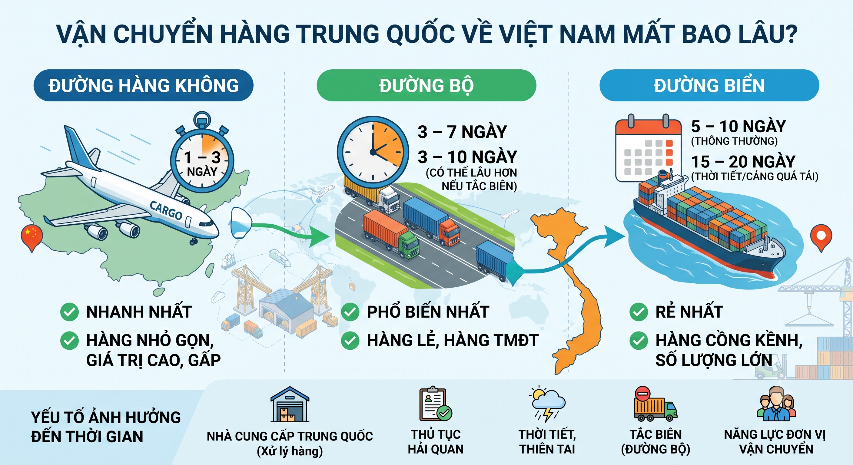 Vận Chuyển Hàng Trung Quốc Về Việt Nam Mất Bao Lâu?