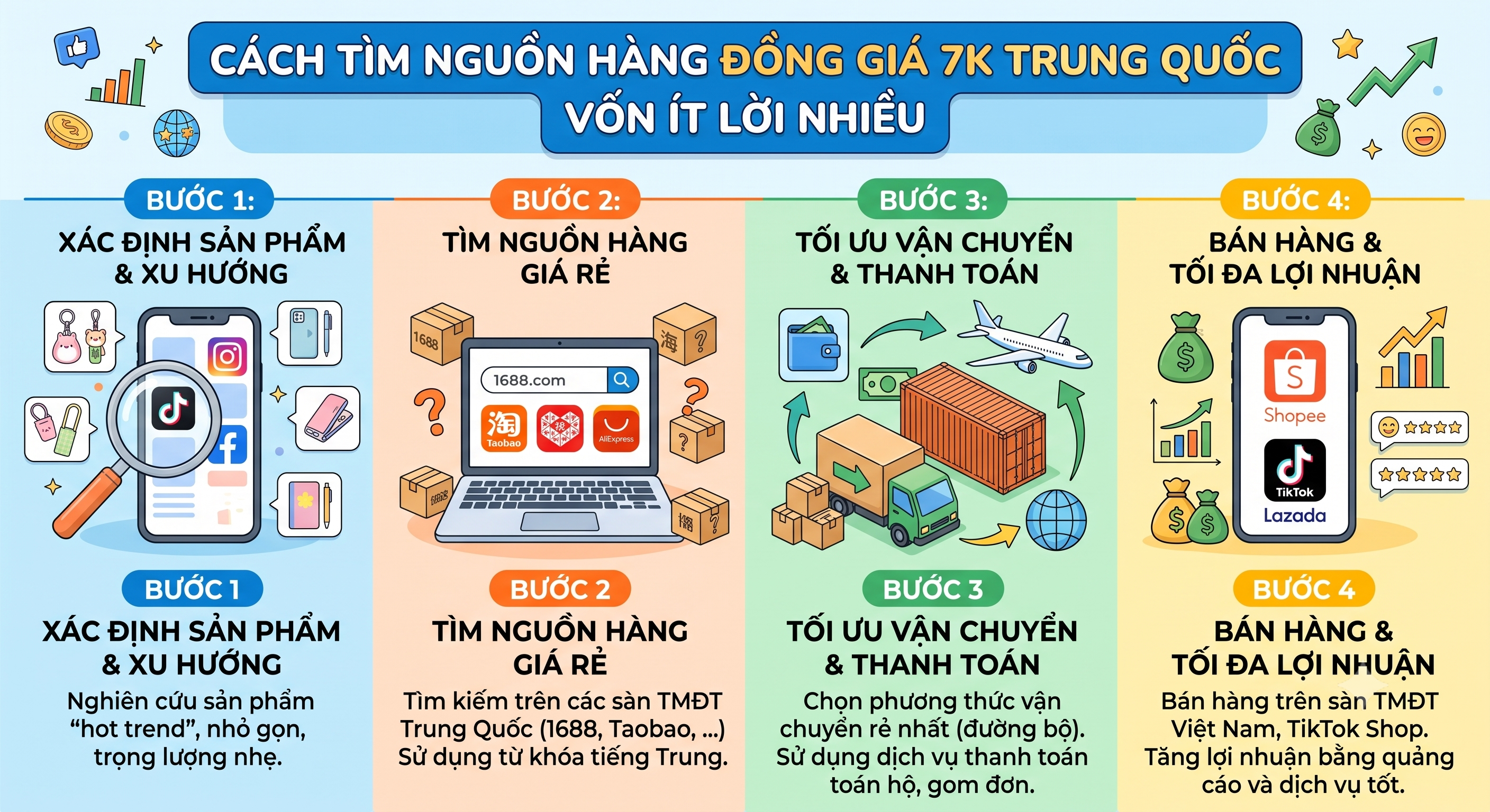Cách Tìm Nguồn Hàng Đồng Giá 7k Trung Quốc Vốn Ít Lời Nhiều