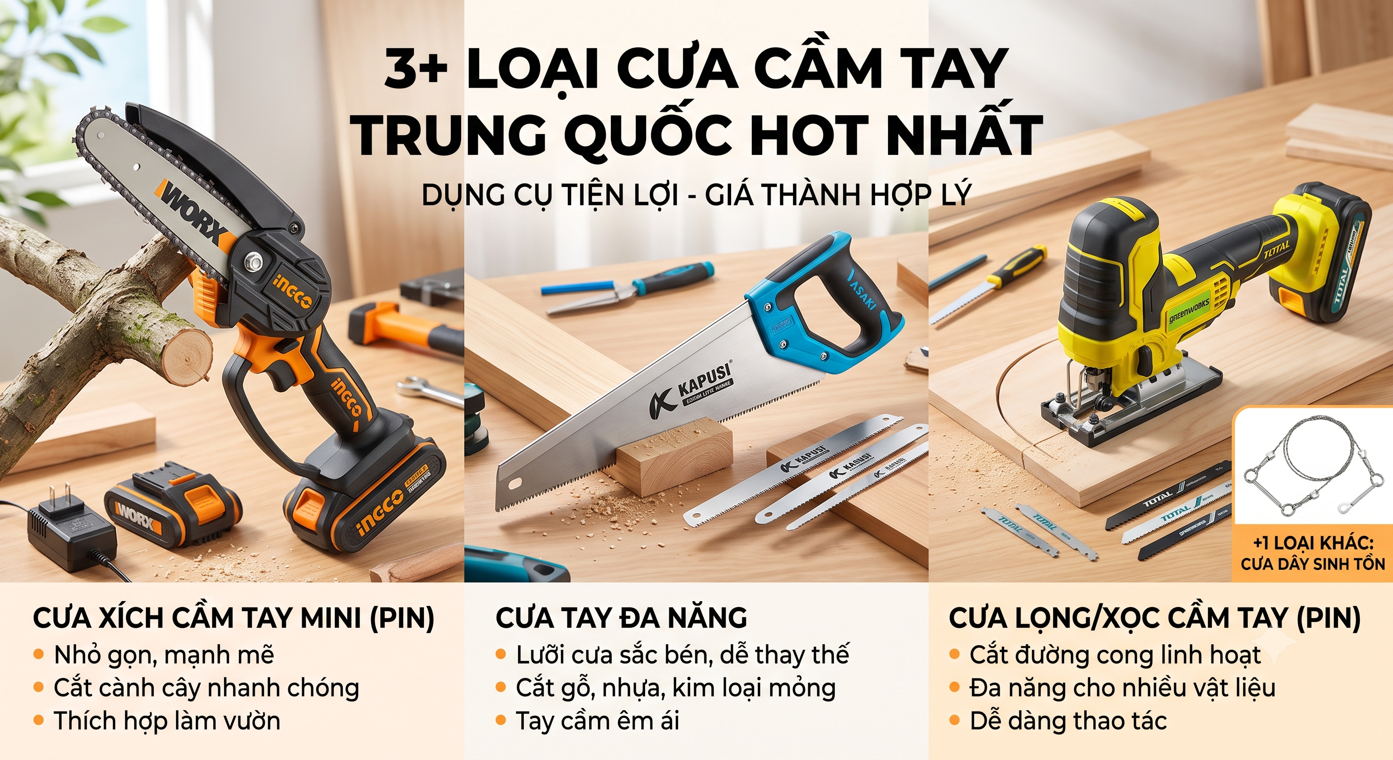 3+ loại cưa cầm tay Trung Quốc hot
