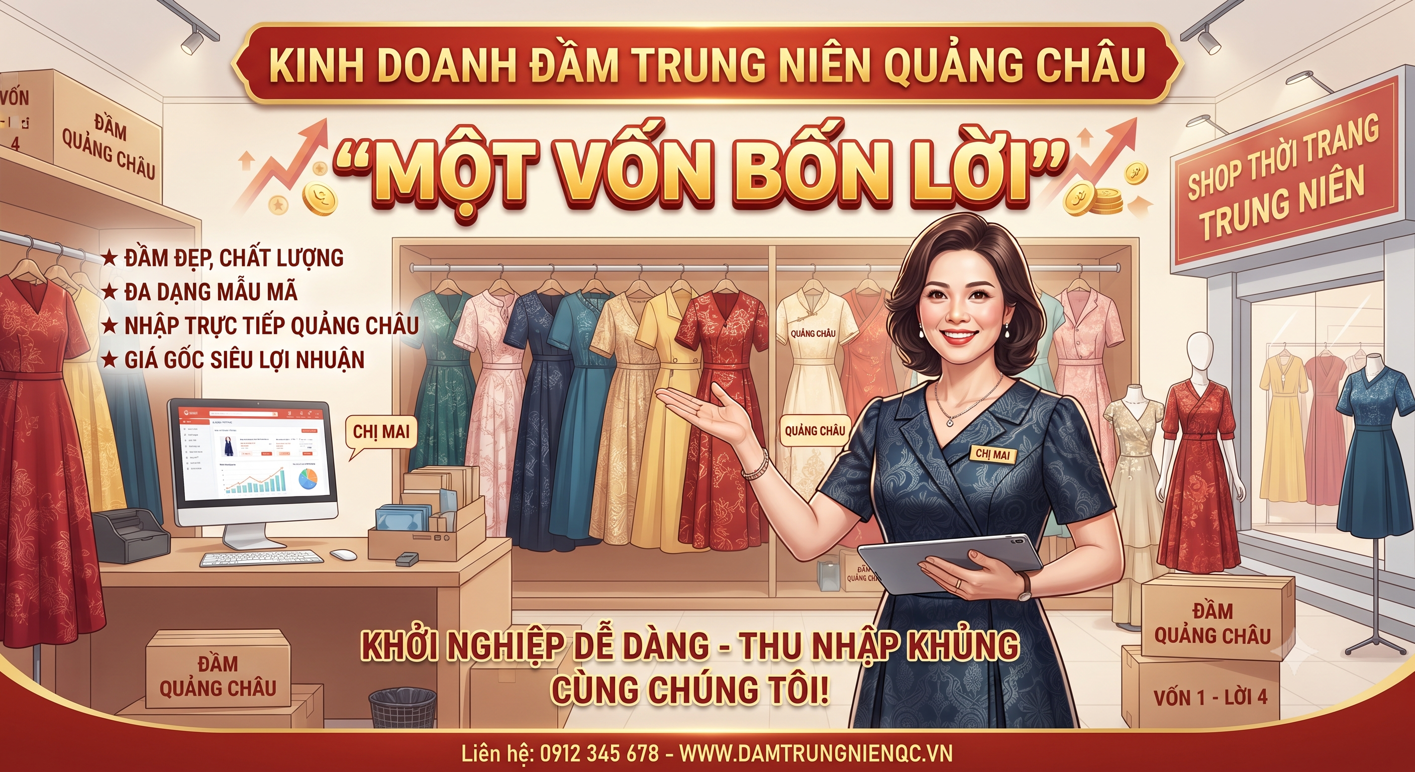 Kinh Doanh Đầm Trung Niên Quảng Châu 