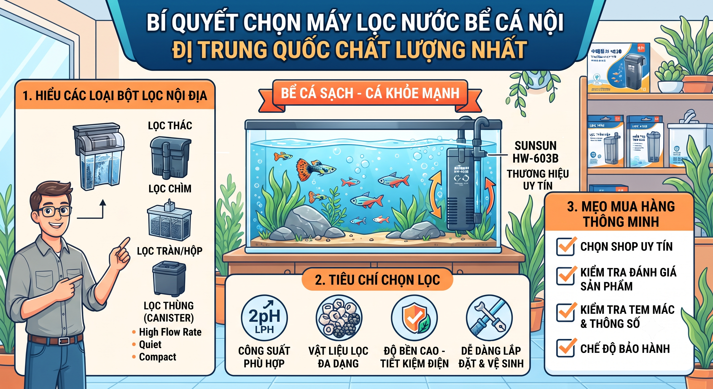 Bí Quyết Chọn Máy Lọc Nước Bể Cá Nội Địa Trung Quốc Chất Lượng Nhất