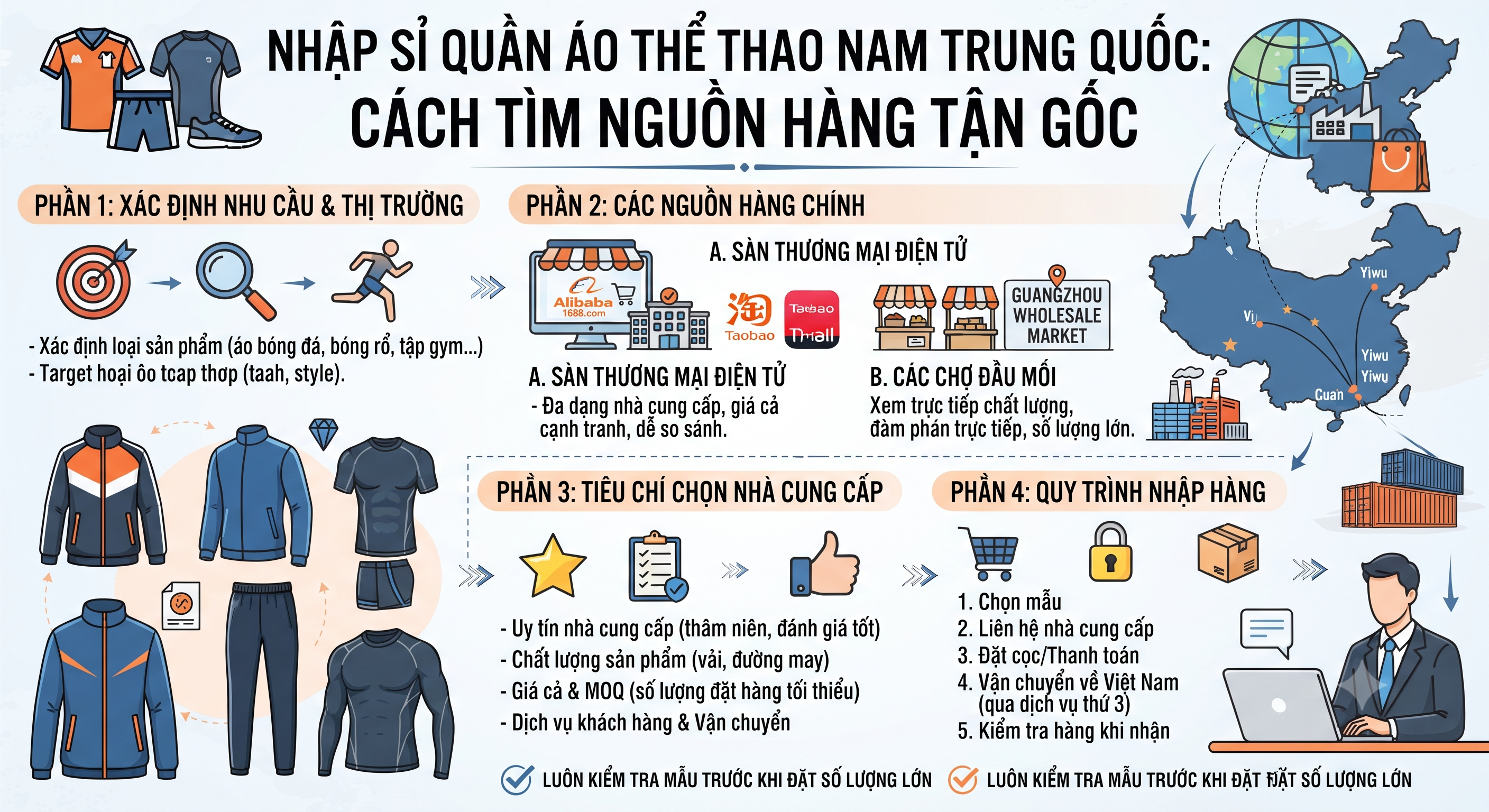 Nhập Sỉ Quần Áo Thể Thao Nam Trung Quốc: Cách Tìm Nguồn Hàng Tận Gốc