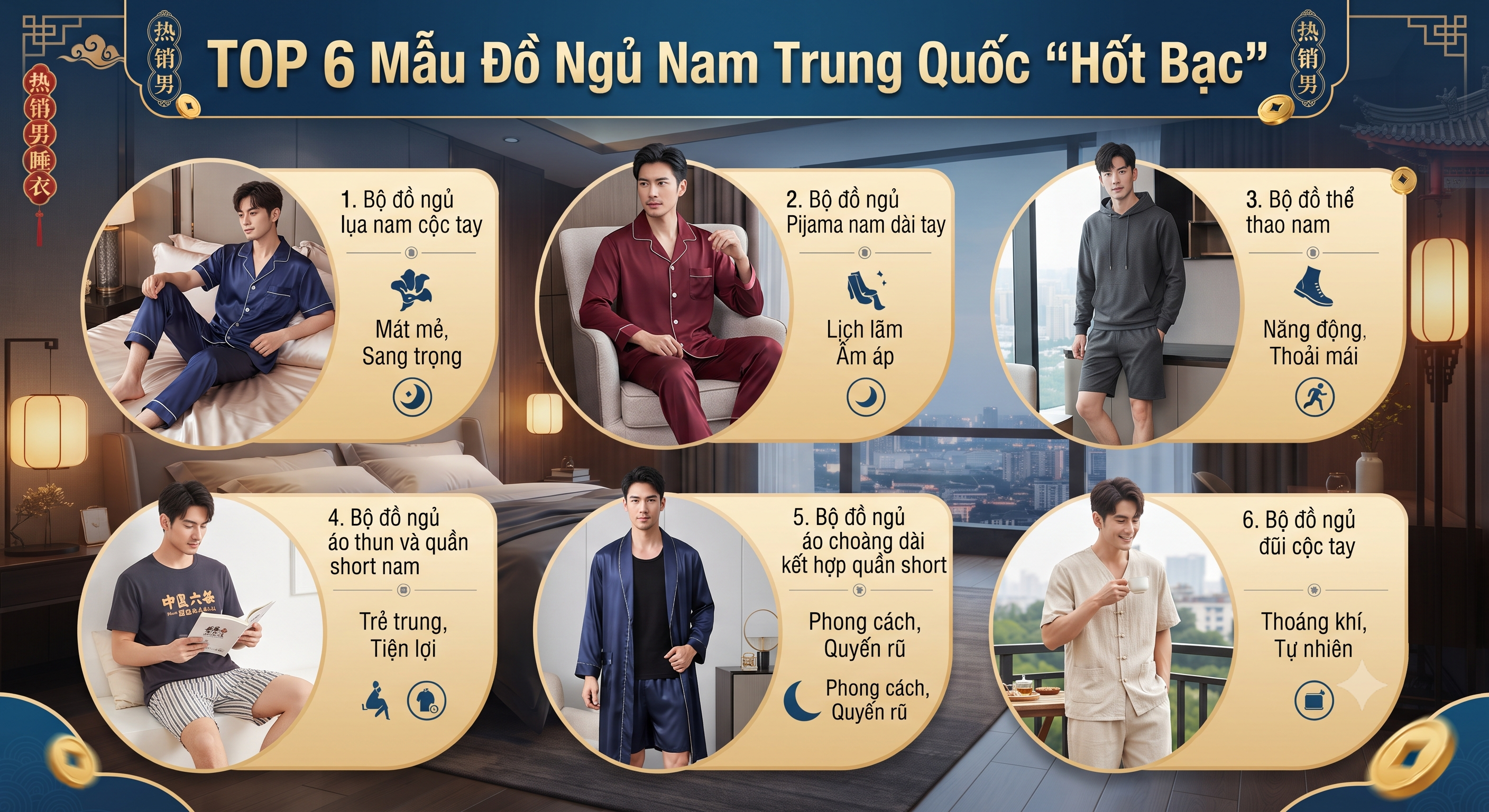 TOP 6 Mẫu Đồ Ngủ Nam Trung Quốc
