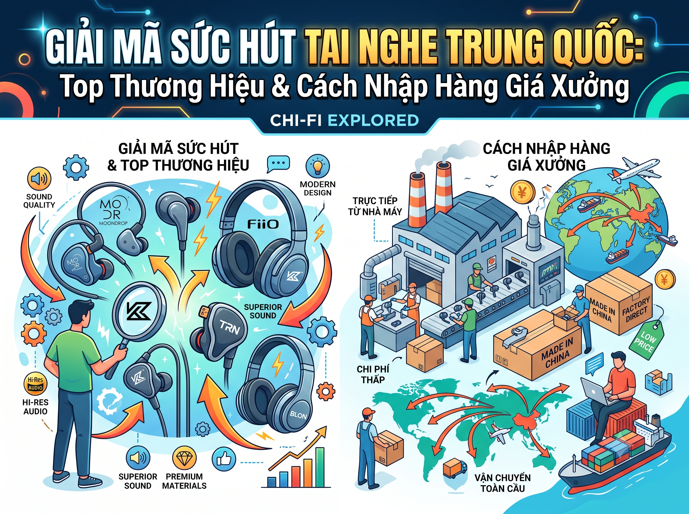 Giải mã sức hút tai nghe Trung Quốc: Top thương hiệu và cách nhập hàng giá xưởng