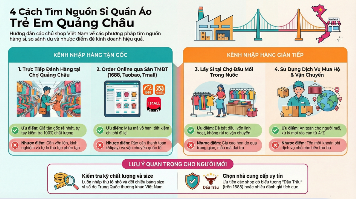 Top 10 Nguồn Hàng Quần Áo Trẻ Em Quảng Châu Trung Quốc Giá Rẻ, Chất Lượng