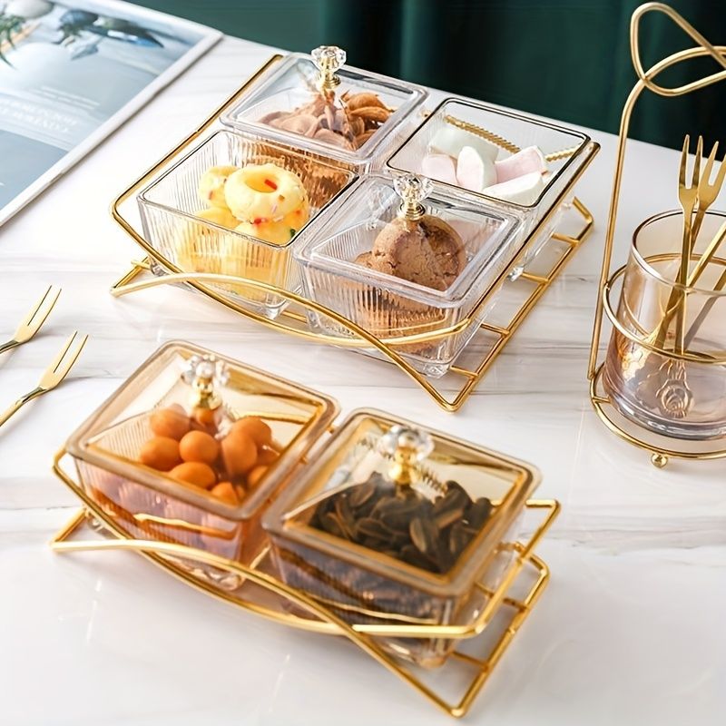 6. Hũ mứt thủy tinh dát vàng – cao cấp